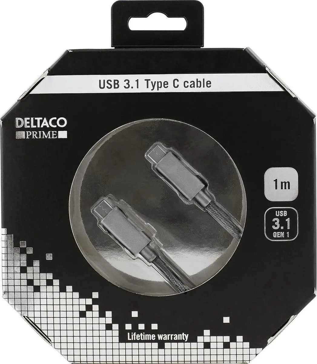 Deltaco USBC-1261 USB-C Kabel 1m - Space Grey
