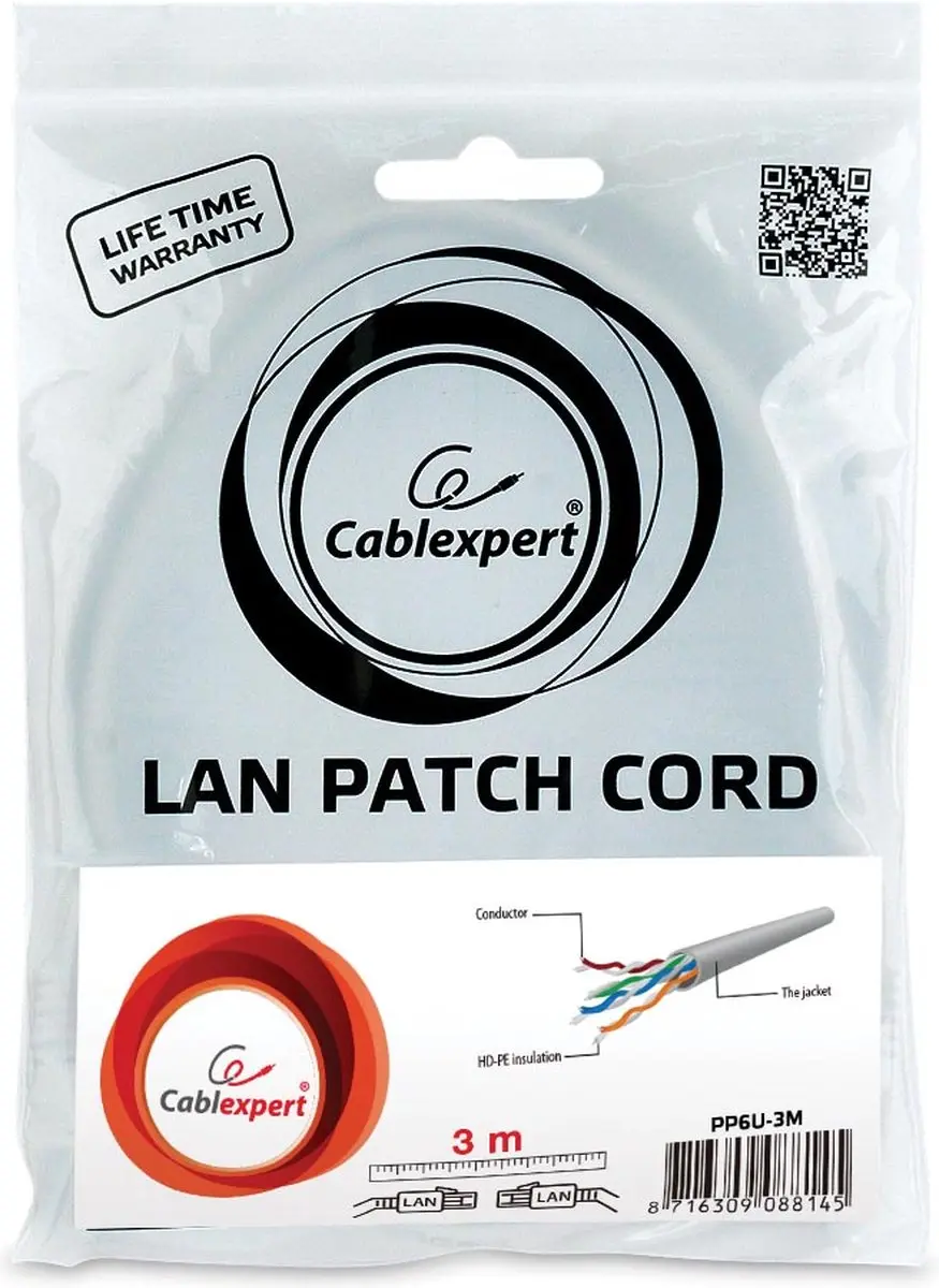 Gembird UTP Cat6 Patchkabel 3m - Grijs - afbeelding 6 van 6
