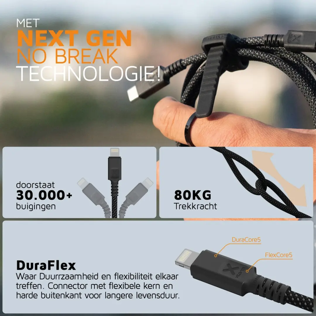 Xtorm Next Gen CX3031 USB-C naar Lightning Kabel 1,5m - Zwart