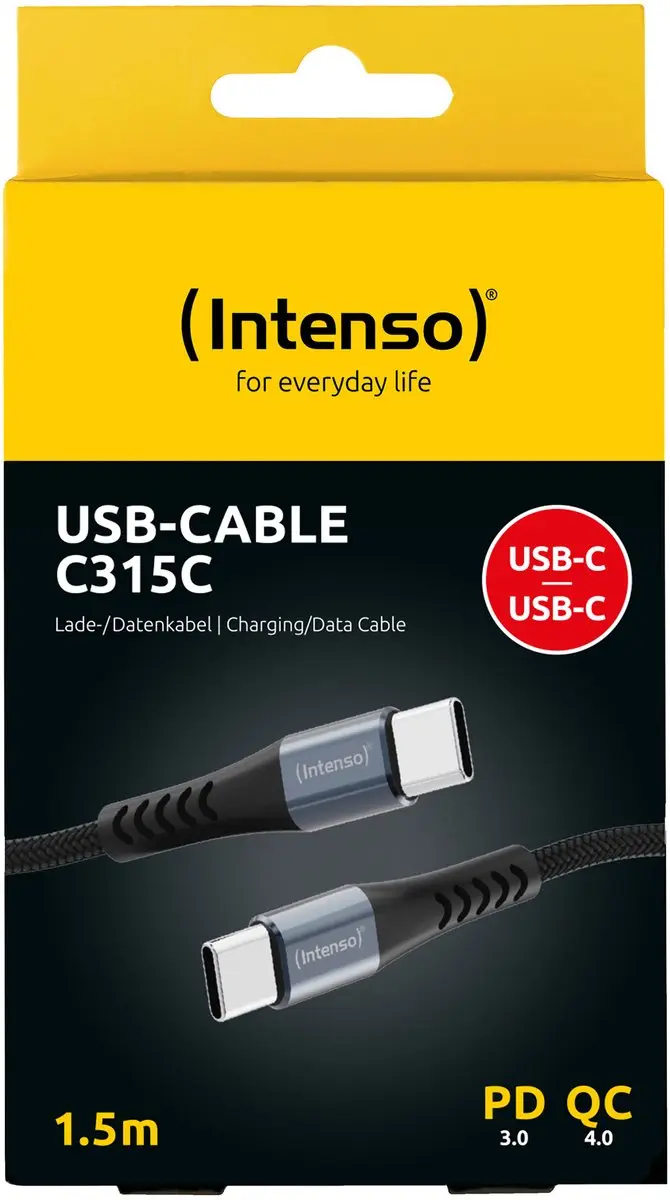 Intenso C315C USB-C naar USB-C Kabel 1.5m - Zwart - afbeelding 6 van 6