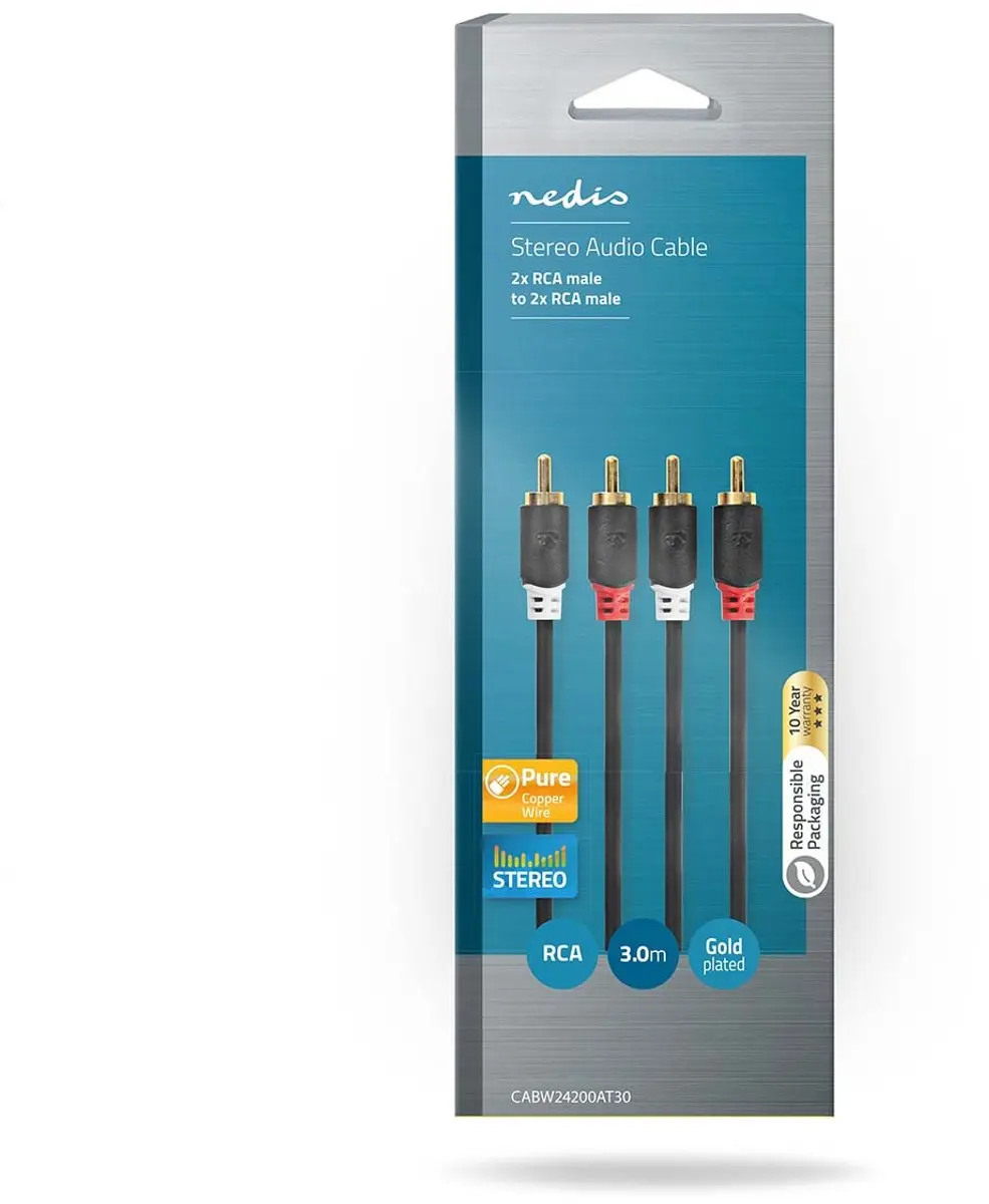 Nedis Stereo-Audiokabel CABW24200AT30 - 3m - Verguld - Antraciet