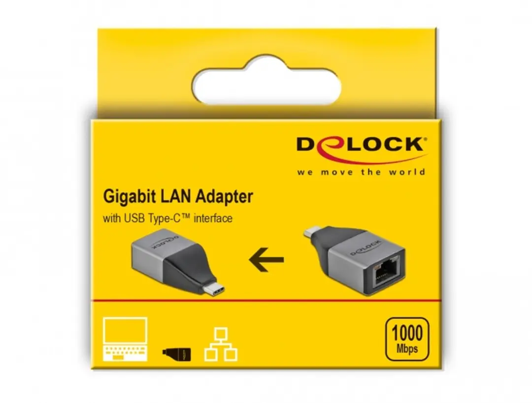 Delock USB-C naar Gigabit LAN Adapter 64118 - Grijs
