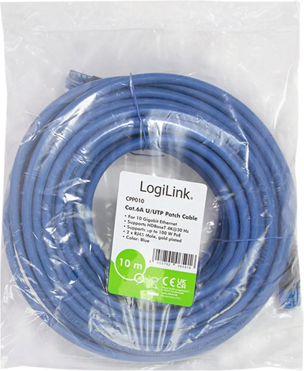 Logilink CPP010 Netwerkkabel CAT 6A 10m - Blauw