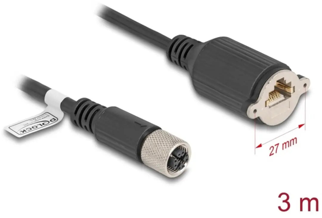 Delock M12 X-coded 8-pin Kabel RJ45
