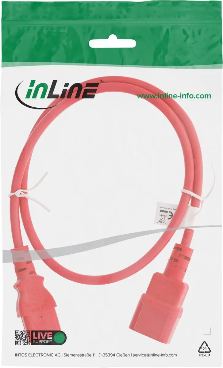 InLine C13-C14 Stroomkabel 3x0,75mm - Rood - 2m