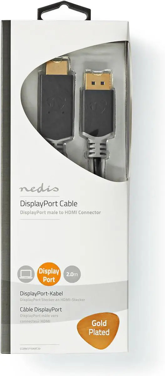 Nedis DisplayPort naar HDMI Kabel 4K@60Hz - 2m - Verguld - Antraciet
