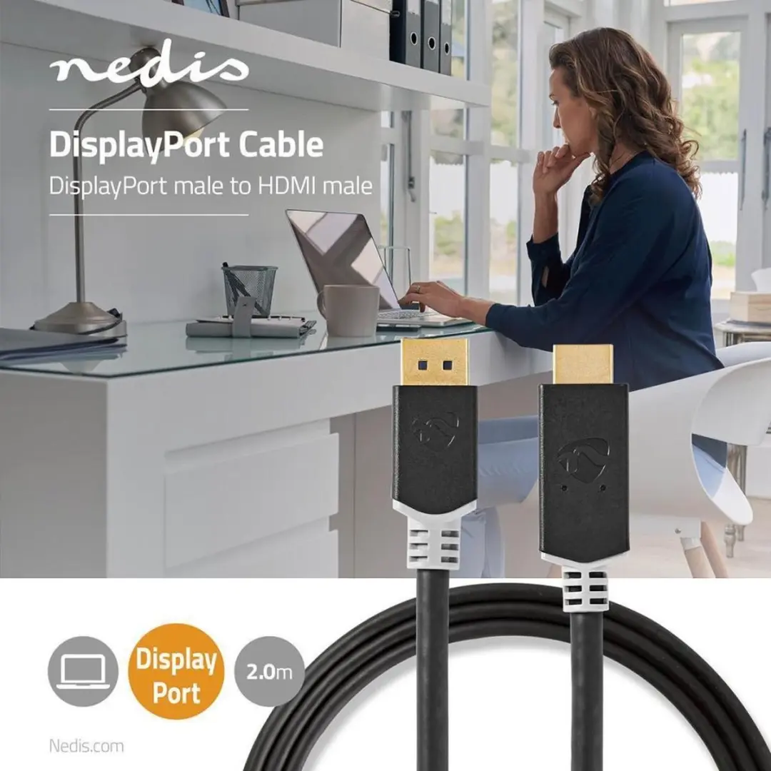 Nedis DisplayPort naar HDMI Kabel 4K@60Hz - 2m - Verguld - Antraciet