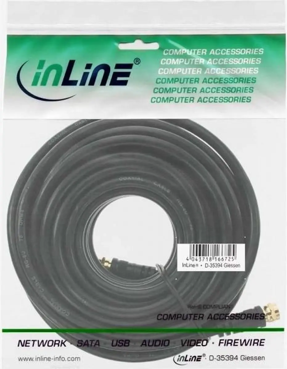 InLine F(m) Coaxkabel 15m - Zwart