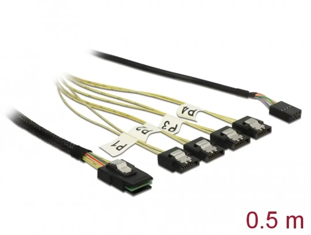 Delock Mini SAS naar 4x SATA Kabel 0.5m