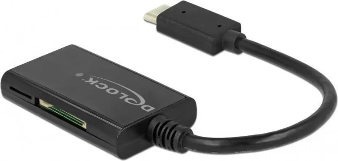 Delock 91740 USB-C Kaartlezer - 4 Sleuven - USB 3.2 Gen 1 - Zwart