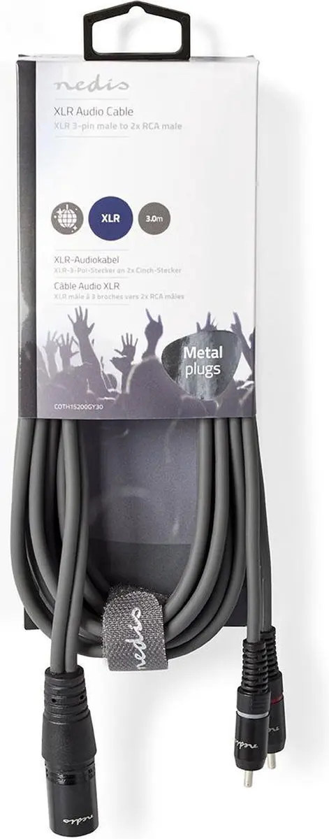 Nedis Gebalanceerde Audiokabel XLR 3-Pins naar 2x RCA - 3m - Donkergrijs