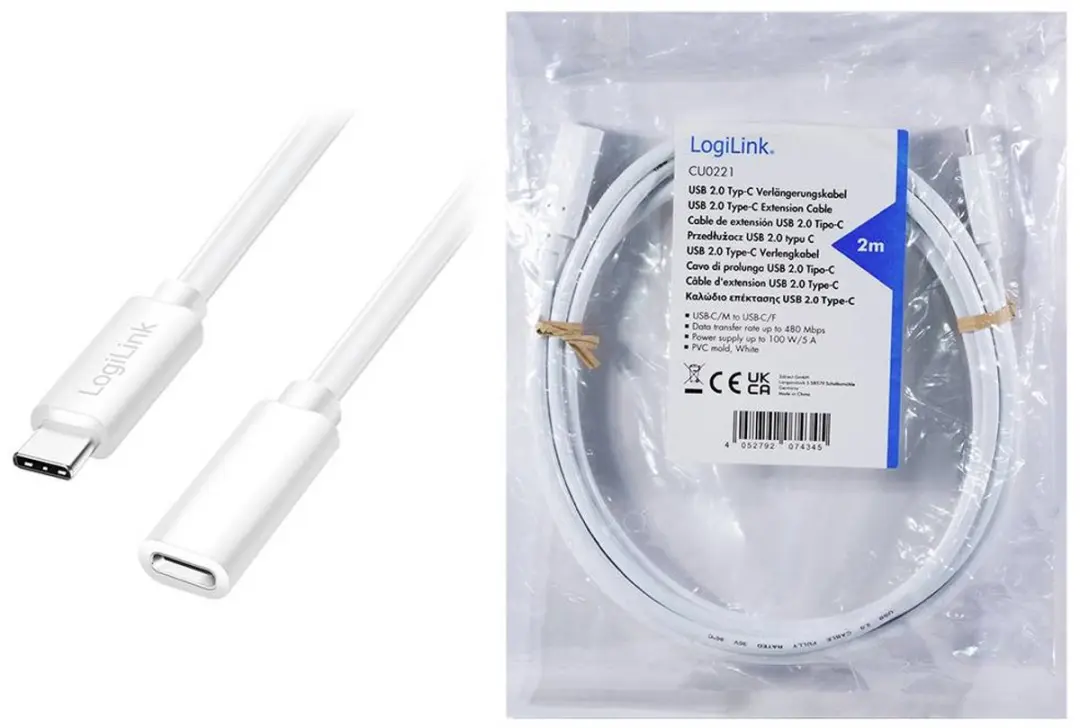 Logilink USB-C Kabel CU0221 USB 2.0 - 2m - Wit