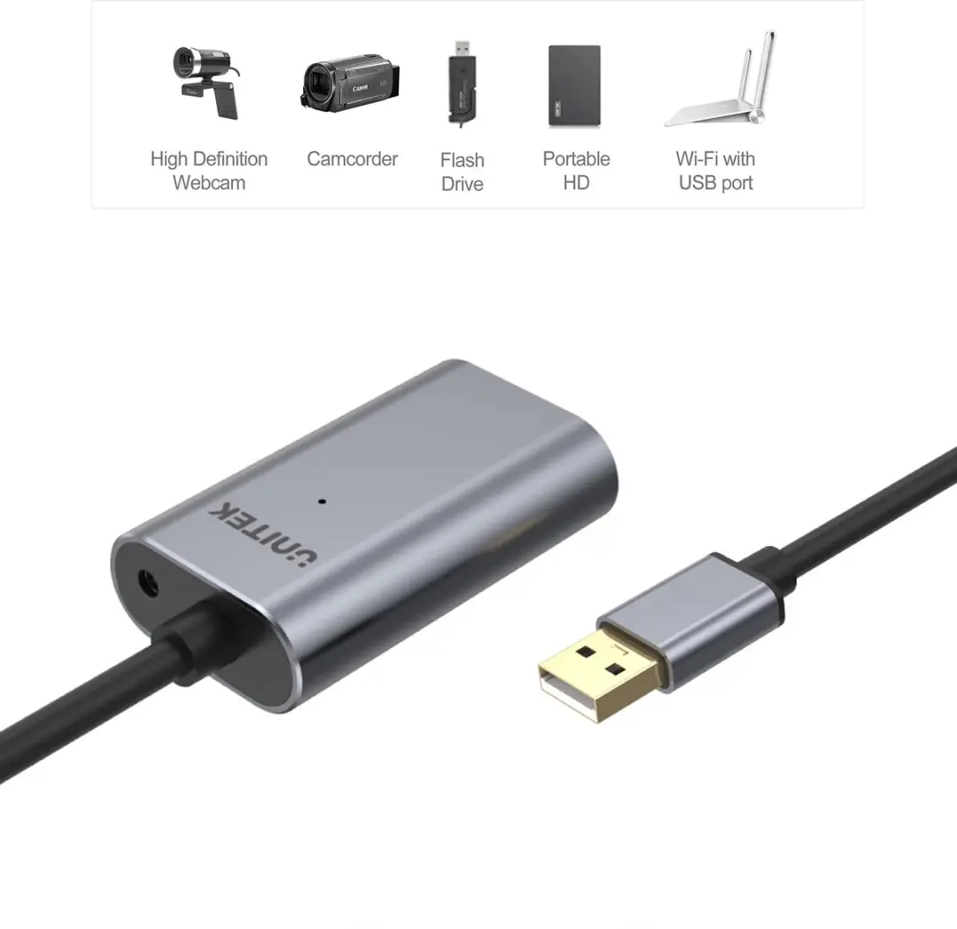 UNITEK Y-271 USB-kabel 5m - USB 2.0 A - Grijs