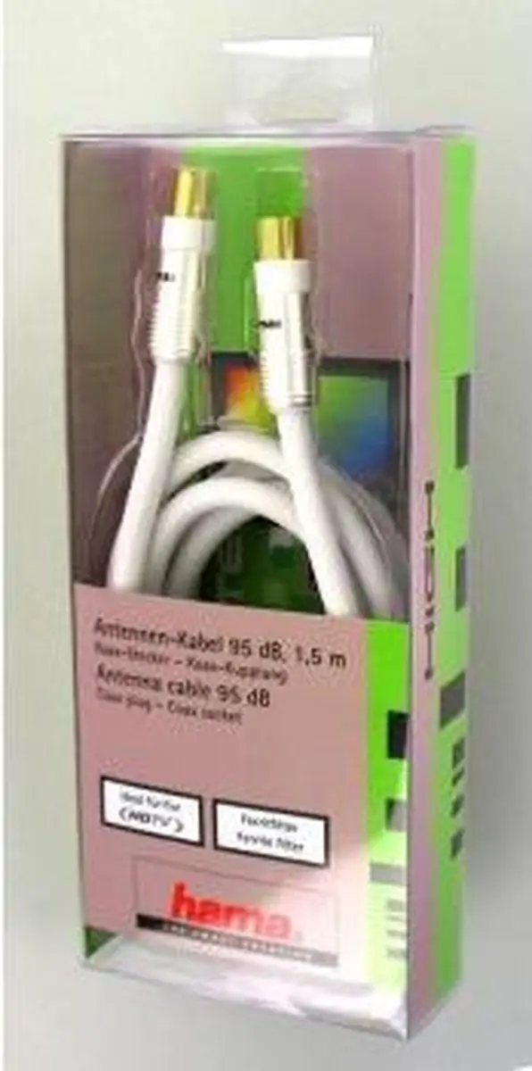 Hama Antennekabel Nylon 95dB 1.5m - Wit