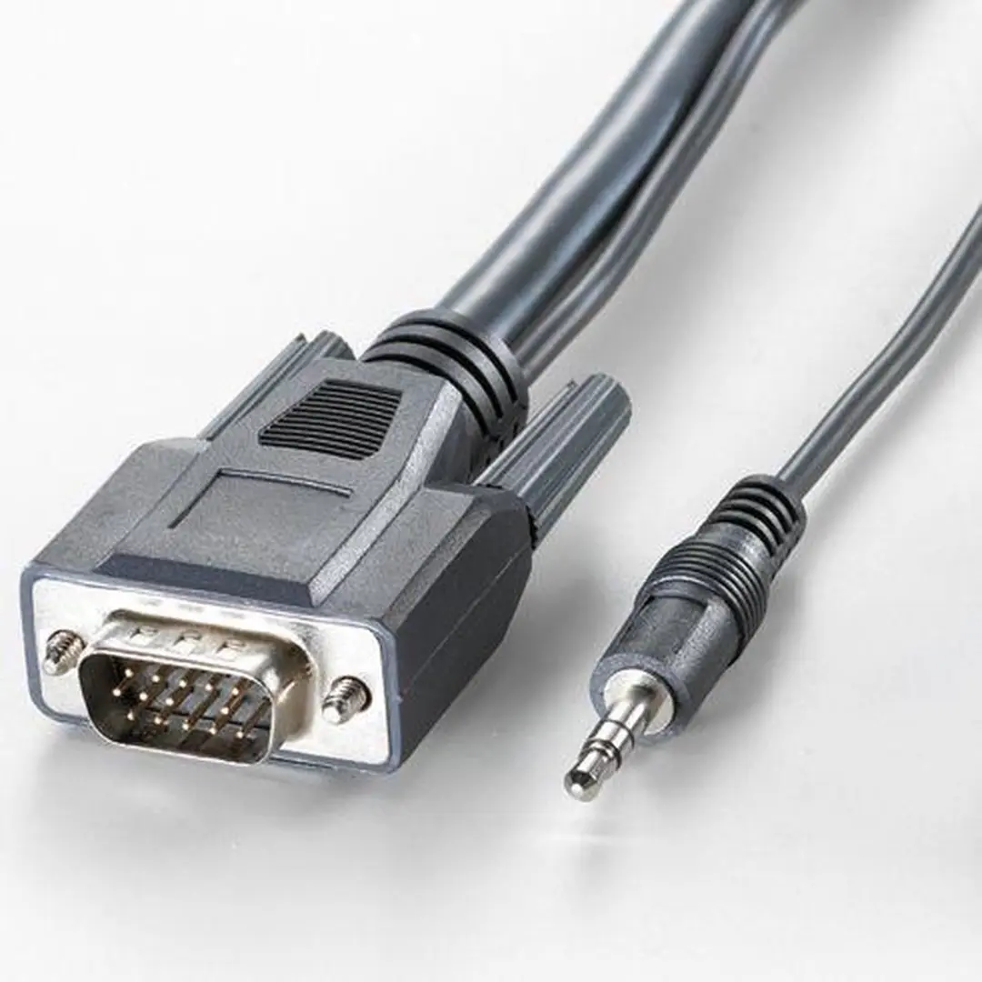 Roline VGA + Audio Combikabel M/M 15m - Grijs