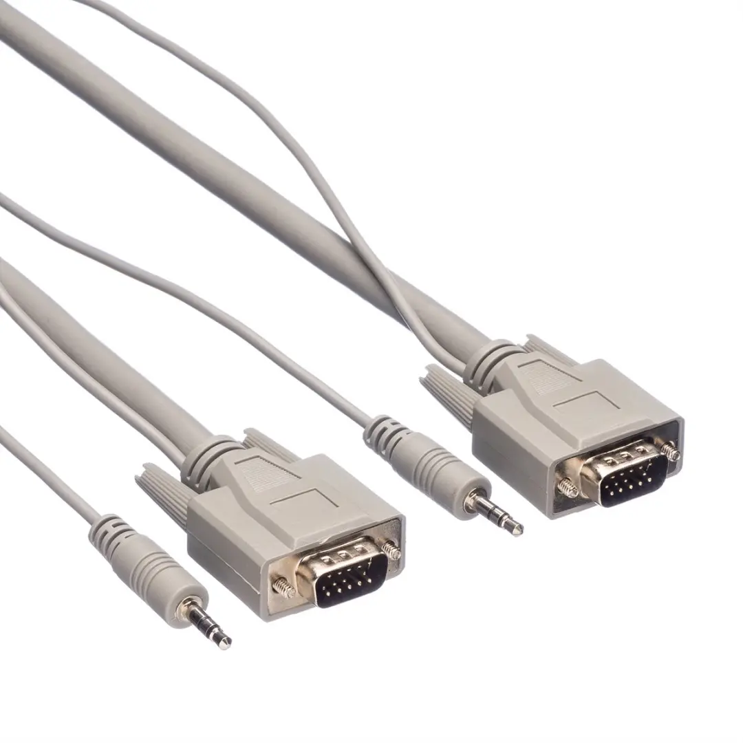 Roline VGA + Audio Combikabel M/M 15m - Grijs
