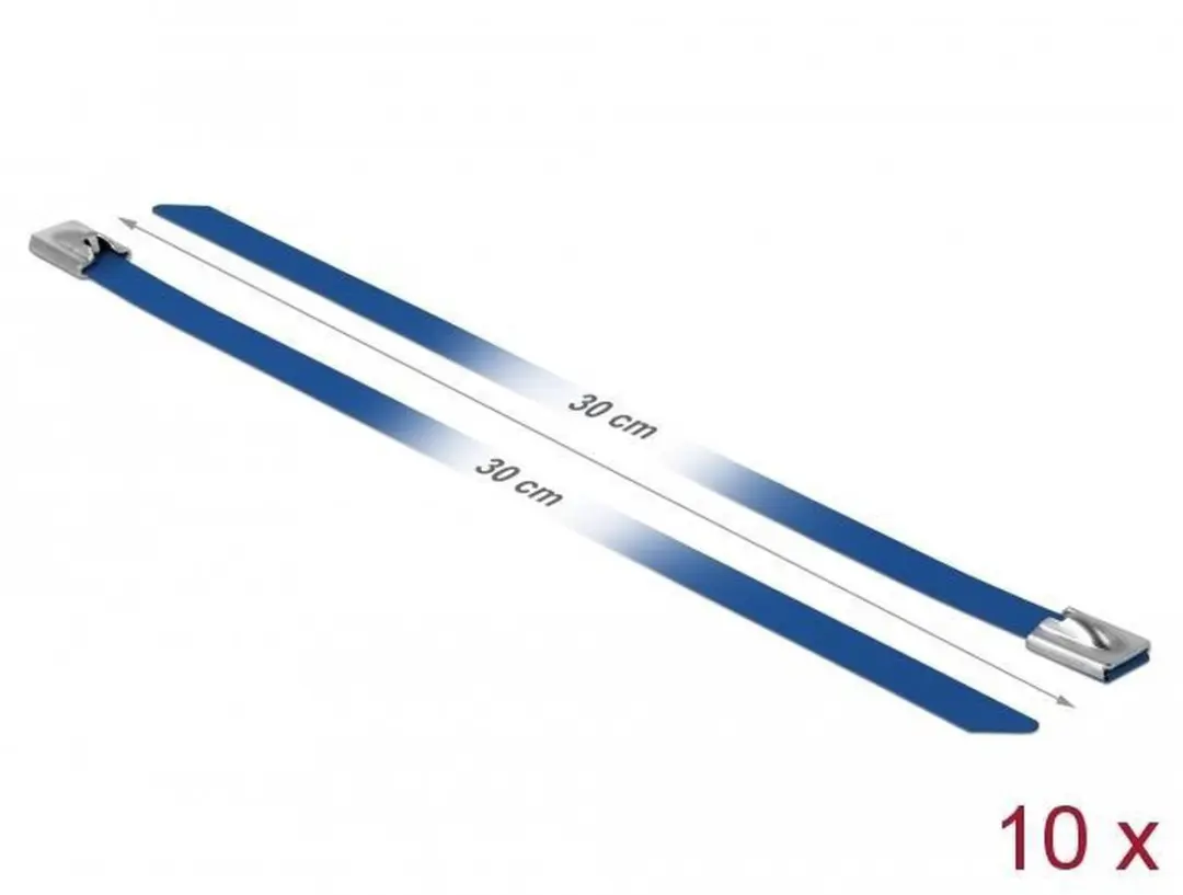 Delock Roestvrijstalen Kabelbinders 300x7,9mm - Blauw - 10 Stuks