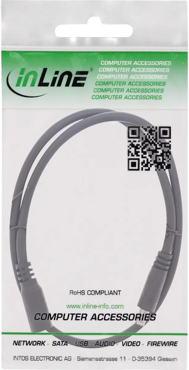 InLine DC Verlengkabel 5,5x2,5mm 140W AWG18 - 0,5m