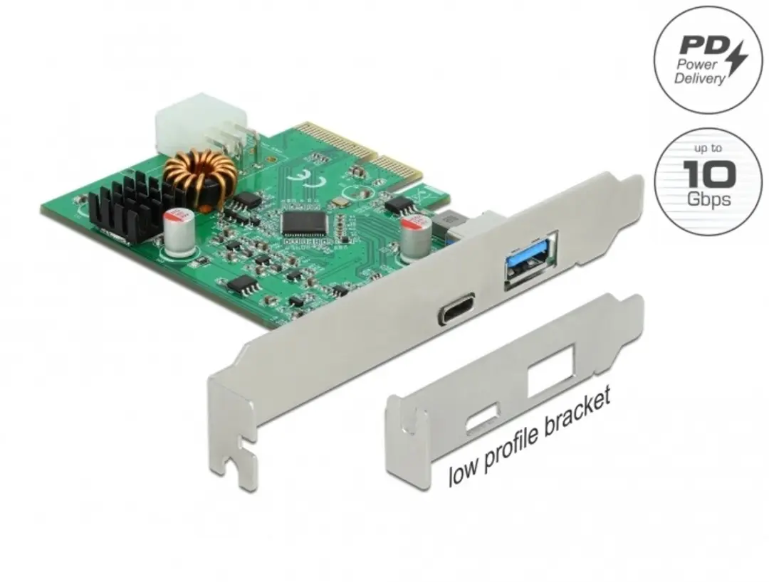 Delock PCIe x4 Kaart USB-C/USB-A 10Gbps