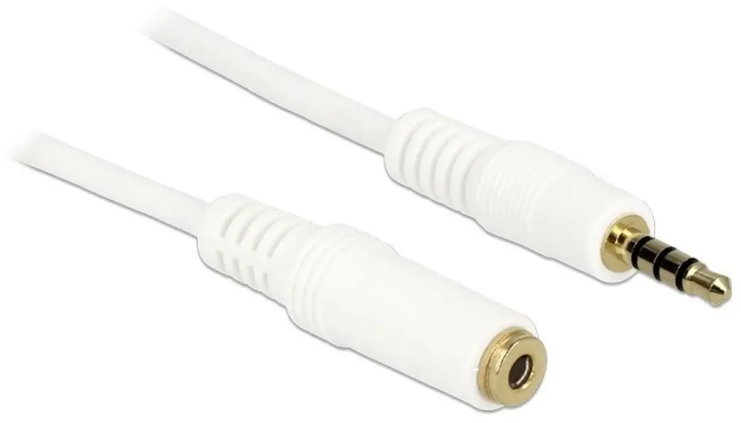 Delock 3,5mm Jack 4-polig Audio/Video Verlengkabel AWG24 - 3m - Wit