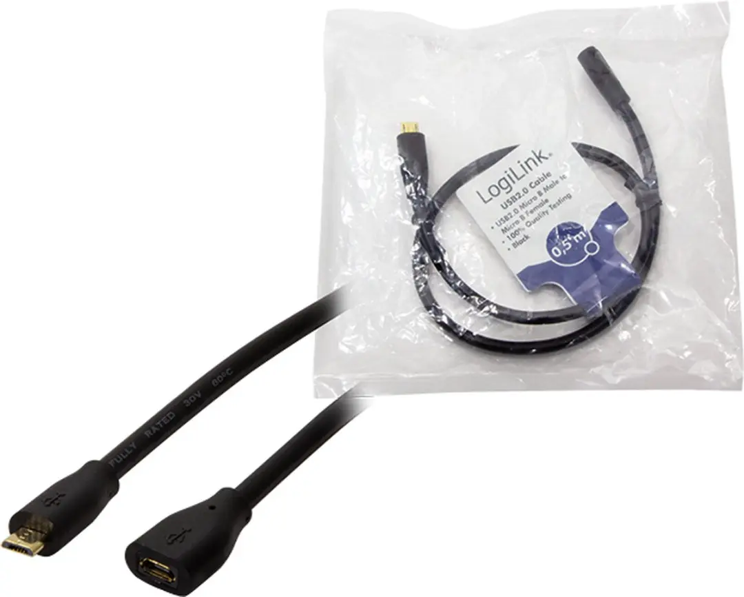 Logilink CU0120 USB 2.0 Kabel Micro-USB B - 0,5m - Zwart