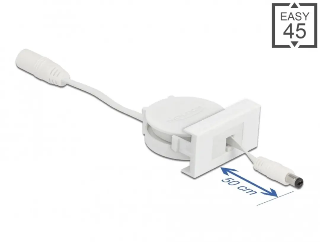 Delock Easy 45 Module Power Retractable Kabel 5.5x2.1mm Wit