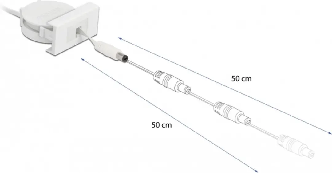 Delock Easy 45 Module Power Retractable Kabel 5.5x2.1mm Wit