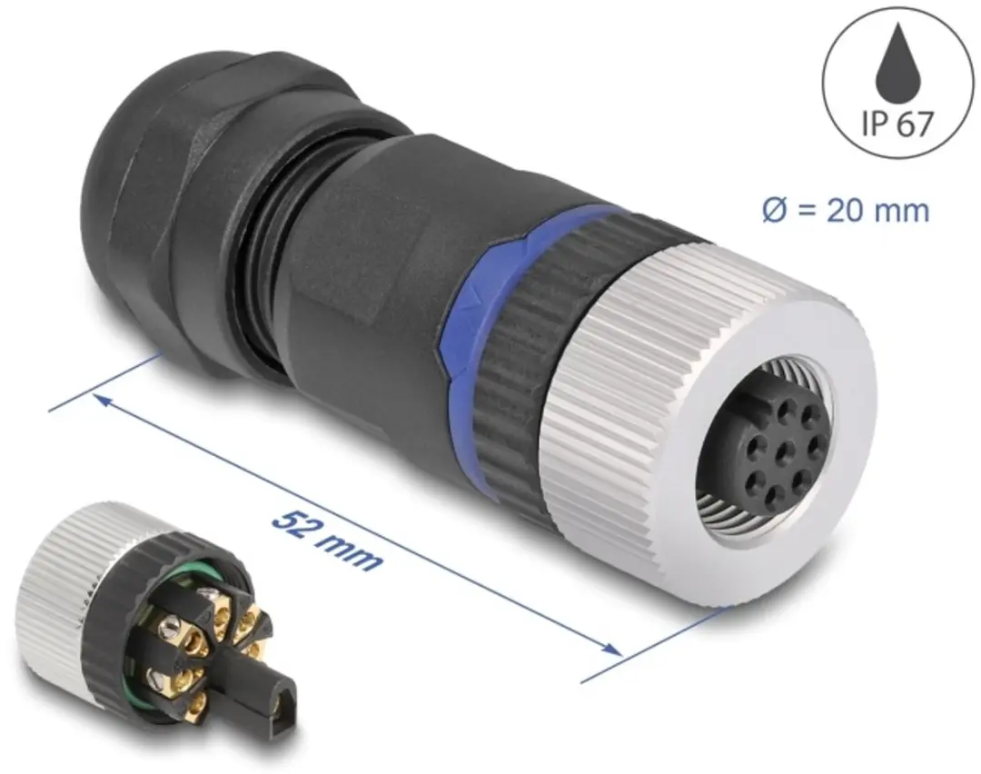 Delock M12 A-coded 8-polig Vrouwelijk Connector