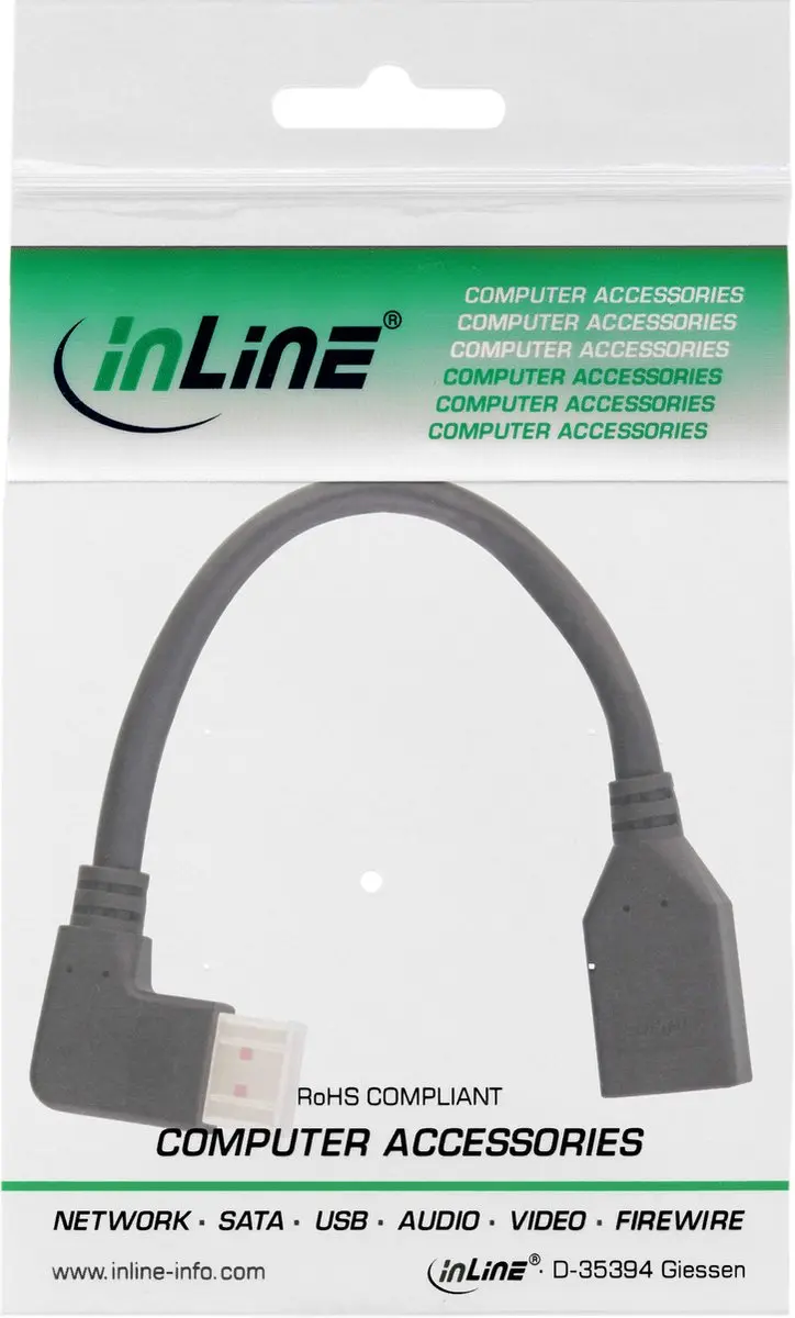 InLine DisplayPort Adapter 1.4 90° Links - 0,15m - Zwart