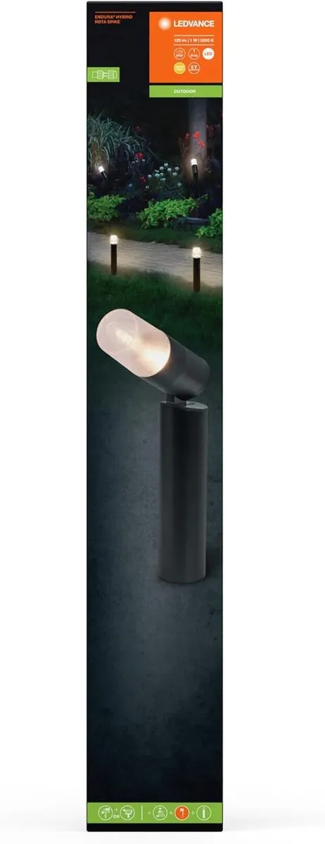 LEDVANCE Endura Hybrid Rota Buitenlantaarn 1W - Zwart - afbeelding 6 van 6