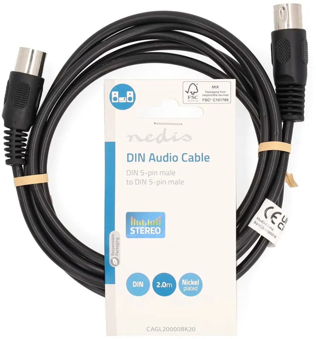 Nedis DIN-Audiokabel CAGL20000BK20 - 2m - 5-pins - Zwart