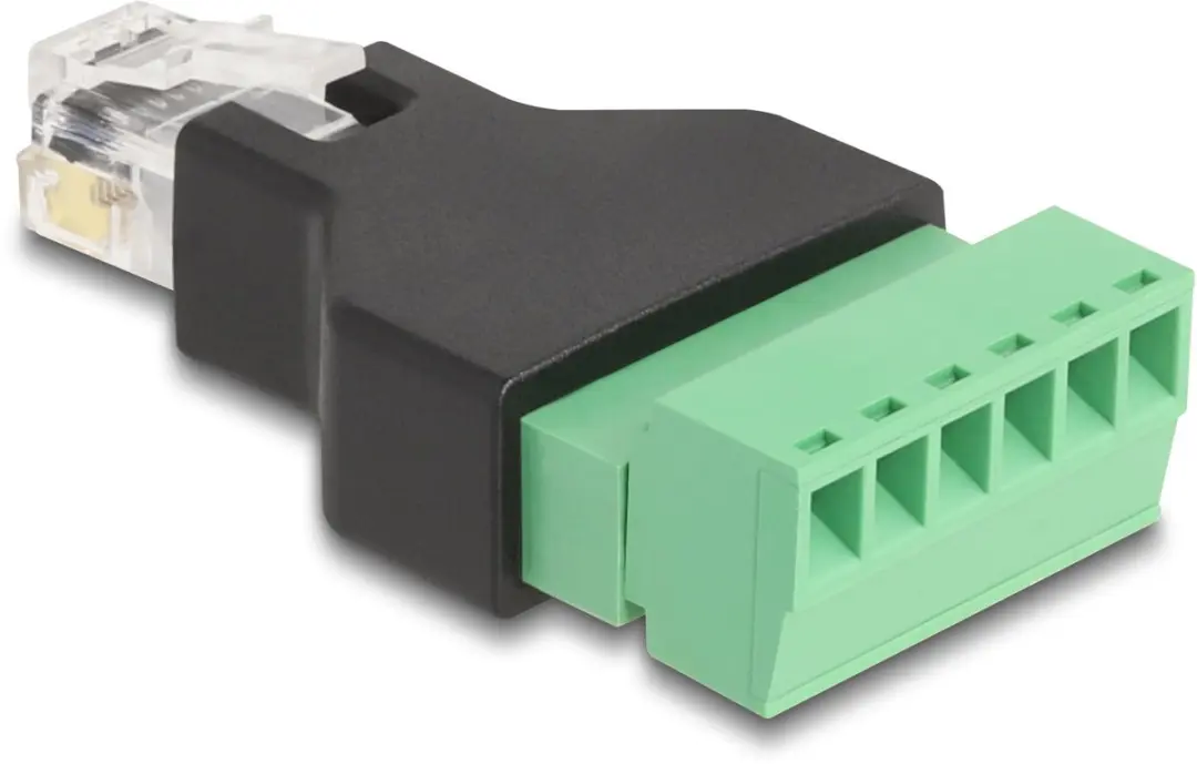 Delock RJ12 naar Terminal Block Adapter 6-pins - Zwart/ Groen
