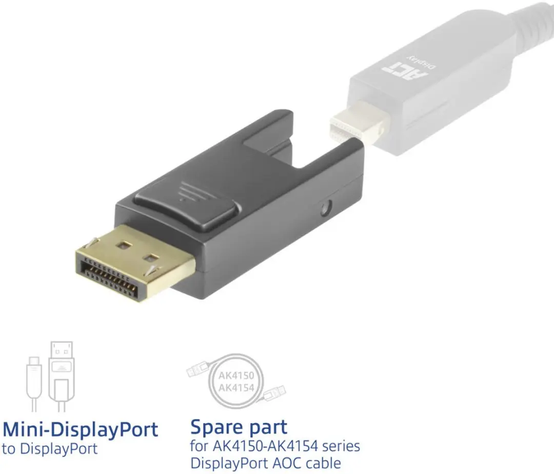 ACT AK4162 Adapter Mini DisplayPort naar DisplayPort - Donkergrijs