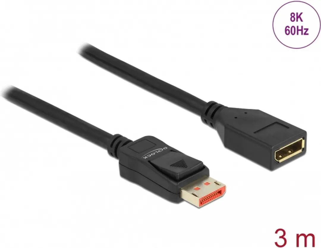 Delock DisplayPort Verlengkabel DP_PWR 1.4 - 3m - Zwart