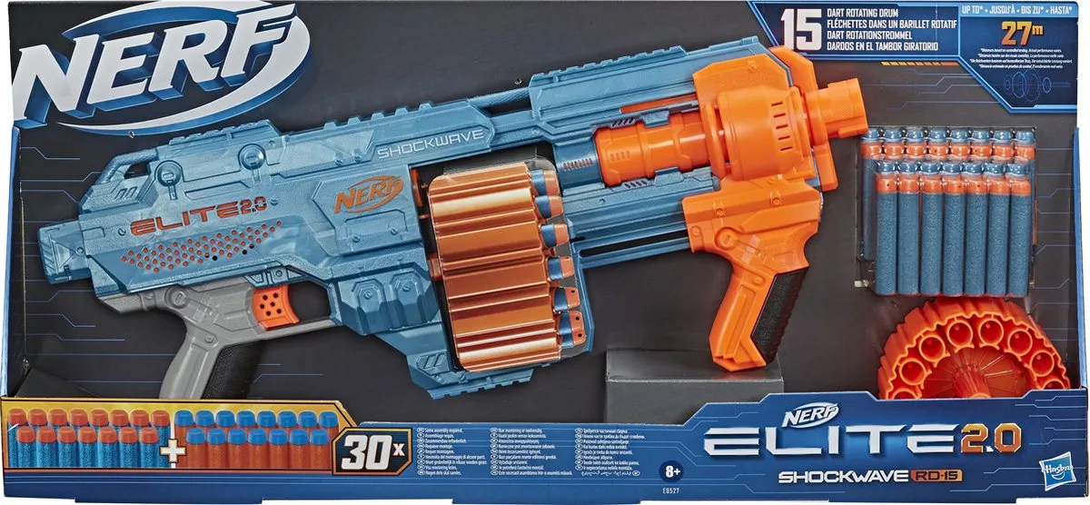 Nerf Elite 2.0 Shockwave RD-15 E9527EU4 - Blauw/Oranje