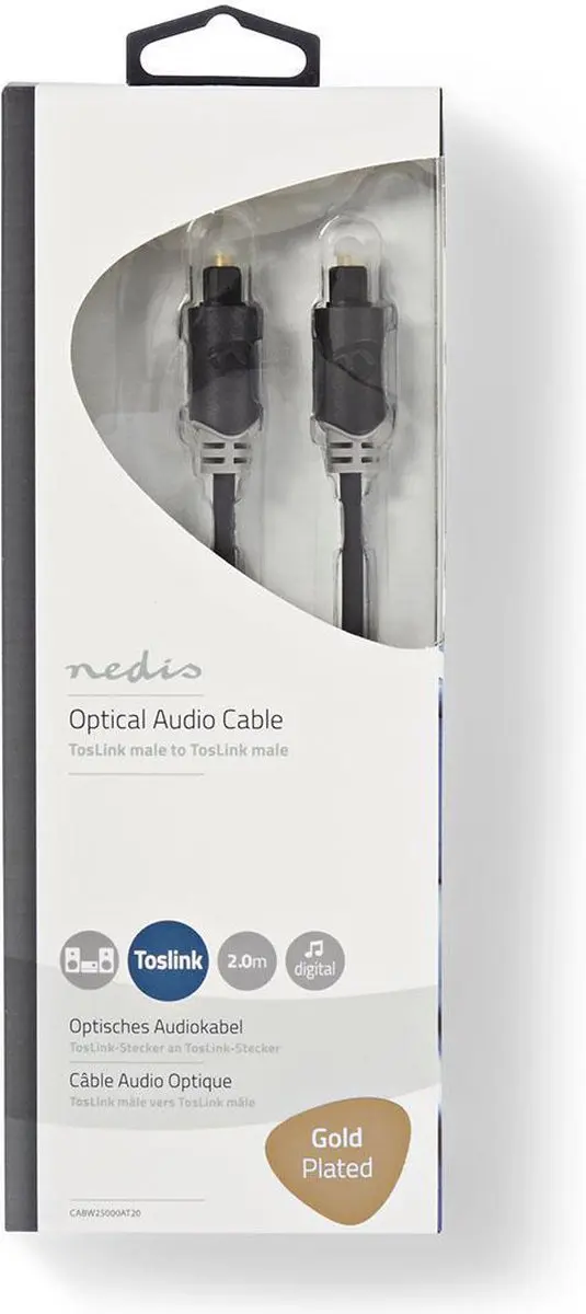 Nedis Optische Audiokabel CABW25000AT20 - 2.00m - Antraciet