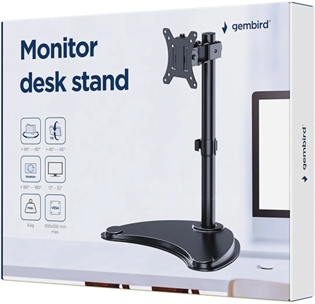 Gembird MS-D1ST-04 Monitorbureaustandaard 13-32" - Zwart