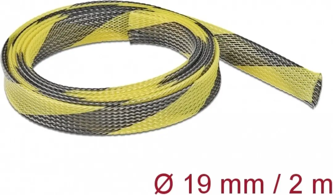 Delock Polyester Kabelsleeve 19mm - 2m - Zwart/Geel