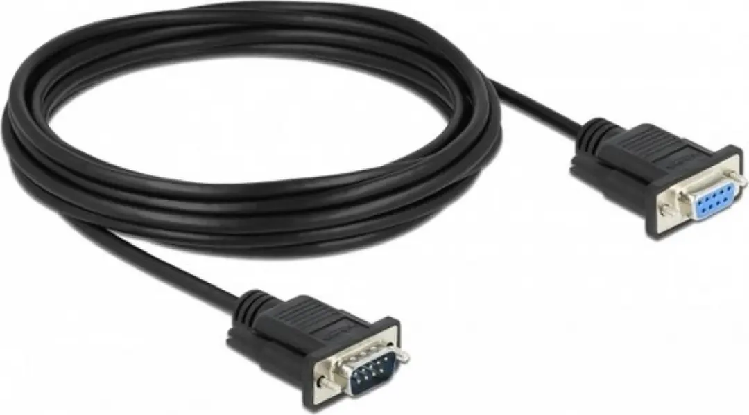 Delock RS-232 D-Sub9 Kabel Mannelijk-Vrouwelijk 5m - Zwart