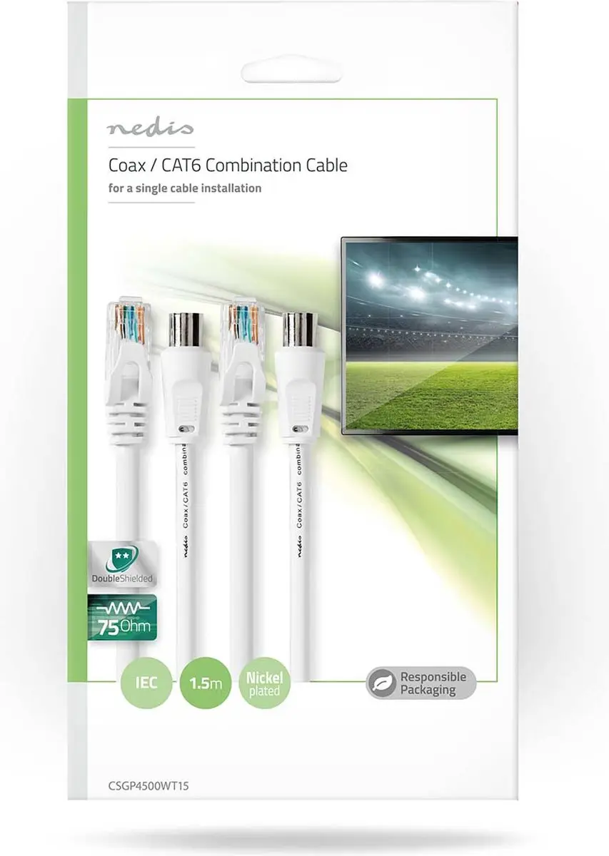 Nedis Coax-CAT6 Combikabel CSGL4500WT15 - 1.5m - Wit - afbeelding 6 van 6