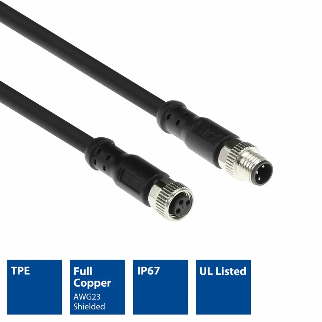 ACT Industrial 3m Sensor Kabel M8A 3-polig - TPE Ultraflex Xtreme - Zwart