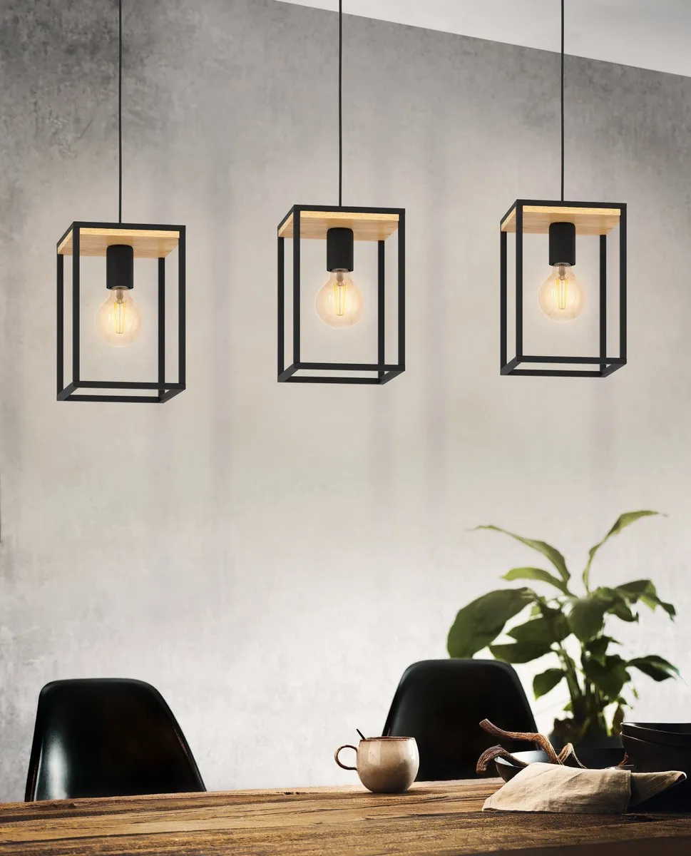 Eglo Libertad Hanglamp E27 88cm - Zwart/Bruin