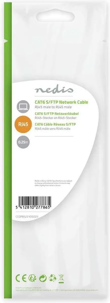 Nedis CAT6 Netwerkkabel CCGP85221OG025 - 0,25m - Oranje