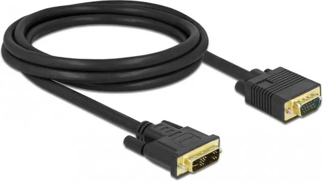 Delock DVI naar VGA Kabel 12+5 Male - 2m - Zwart