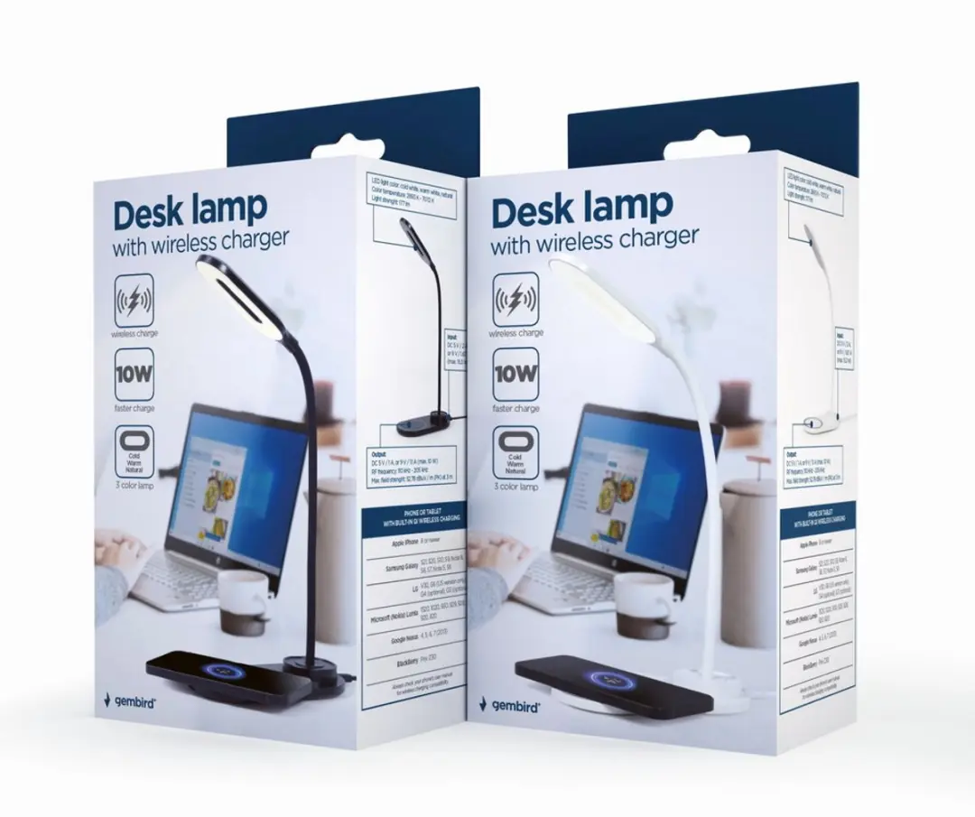 Gembird TA-WPC10-LED-01-W Bureaulamp - 10W - Wit