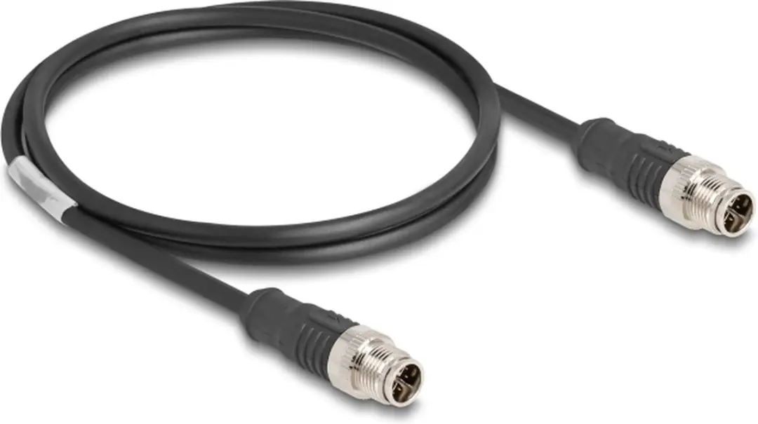 Delock M12 8-pins X-gecodeerde CAT5e Netwerkkabel 1m - Zwart