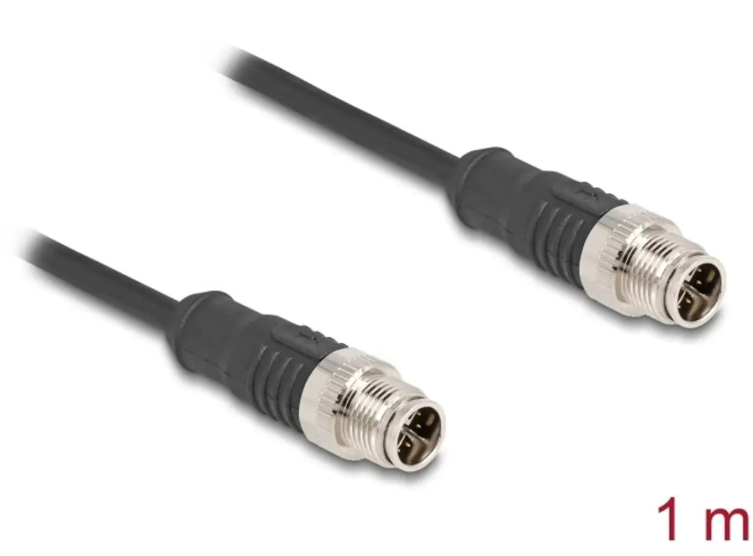 Delock M12 8-pins X-gecodeerde CAT5e Netwerkkabel 1m - Zwart