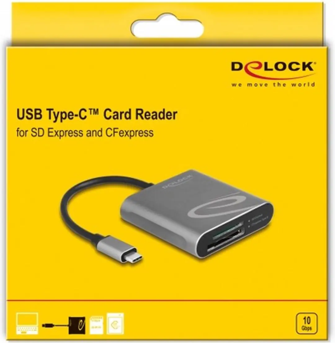 Delock USB Type-C Card Reader SD Express/CFexpress - Grijs