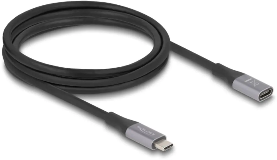 Delock USB-C Verlengkabel USB4 40Gbps PD 240W 8K 60Hz 2m - Zwart