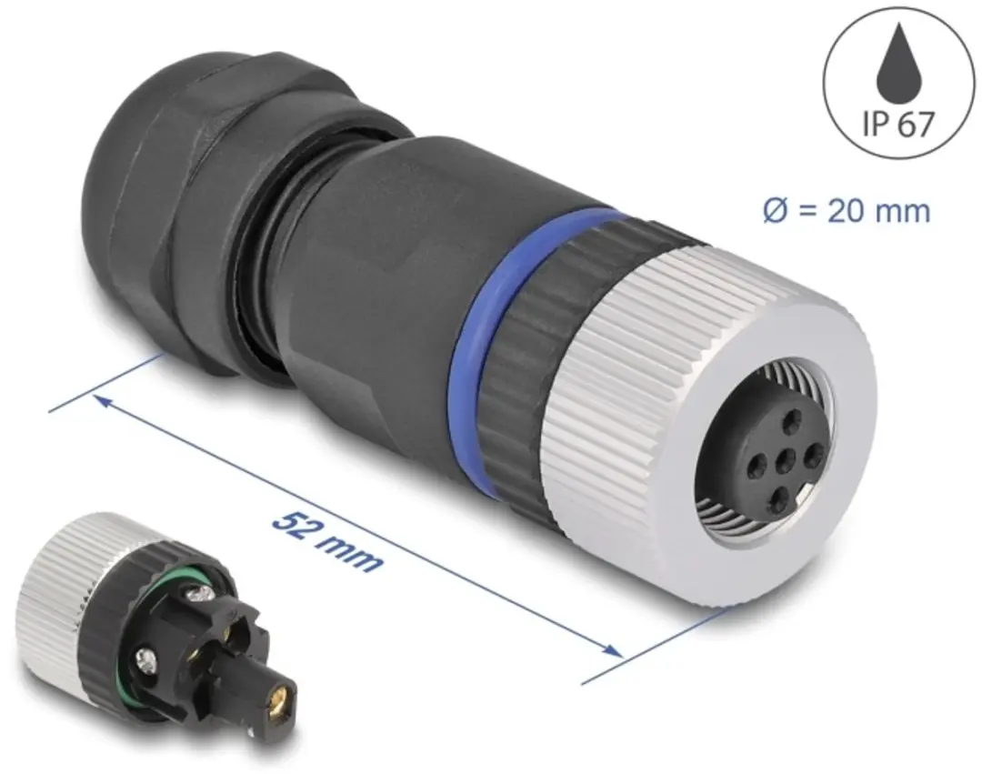 Delock M12 A-coded 5-polig Vrouwelijk Connector